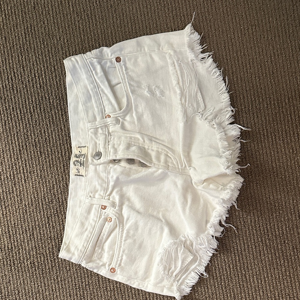 We The Free White Frayed Jean Shorts